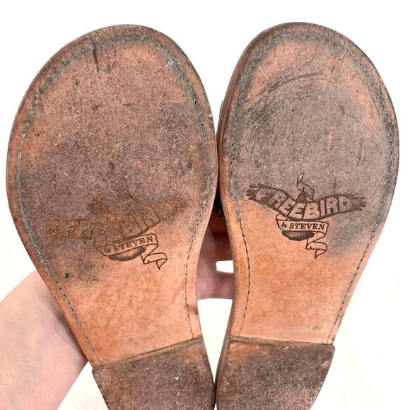 Freebird by Steven Golden Leather Sandals Python Snakeskin Reptile Slides Size 6 - Picture 11 of 13